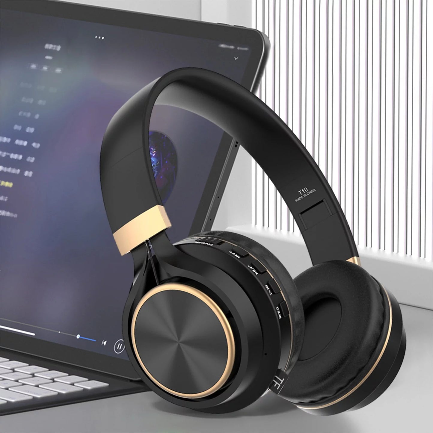 Wireless Headset: Bluetooth Headphones Headset Plug in Cable Bluetooth Heavy Bass Intelligent Noise Reduction HIFI Speaker Super Long Life Inductive 0 Delay