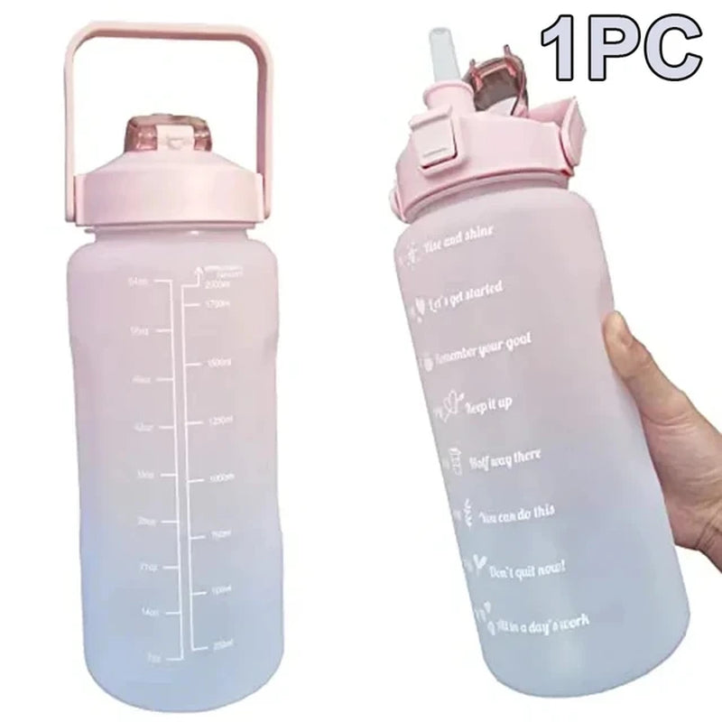 Water Bottle 2 Liter Stay Hydrated Motivated Leakproof Plastic Sport Bottle Reminder Times Sports Outdoor Fitness Office Indoor