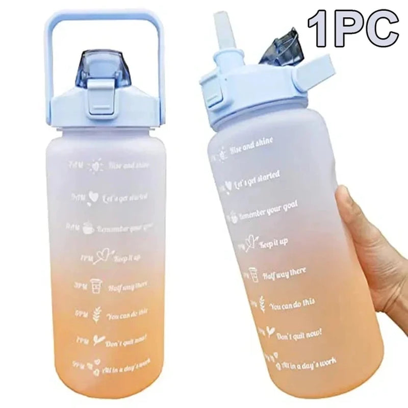 Water Bottle 2 Liter Stay Hydrated Motivated Leakproof Plastic Sport Bottle Reminder Times Sports Outdoor Fitness Office Indoor