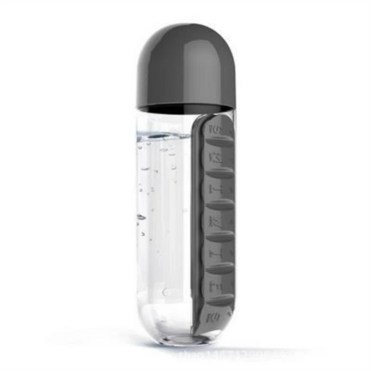 Water bottle pill box combo