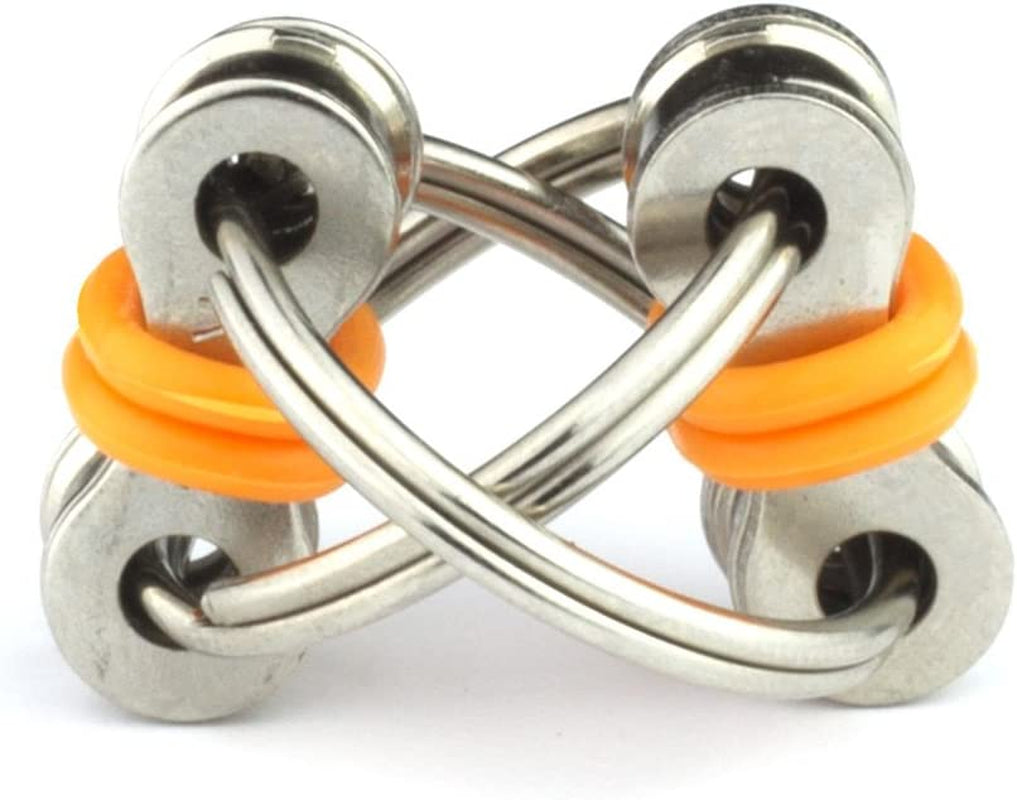 Original Flippy Chain Fidget Toy - Perfect for ADHD, Anxiety, and Autism - Bike Chain Fidget Stress Reducer for Adults and Kids (2, Orange)