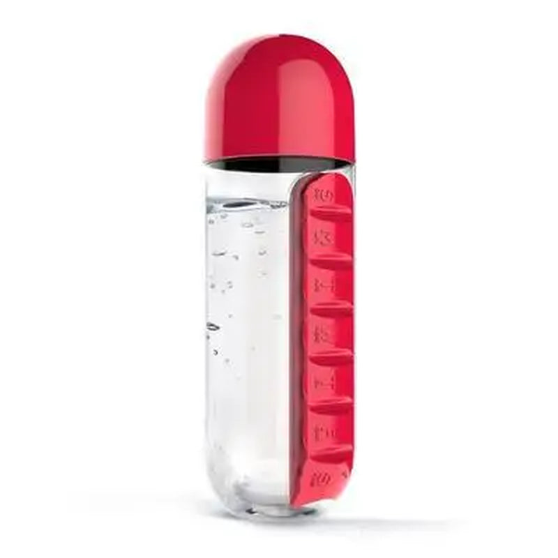Water bottle pill box combo