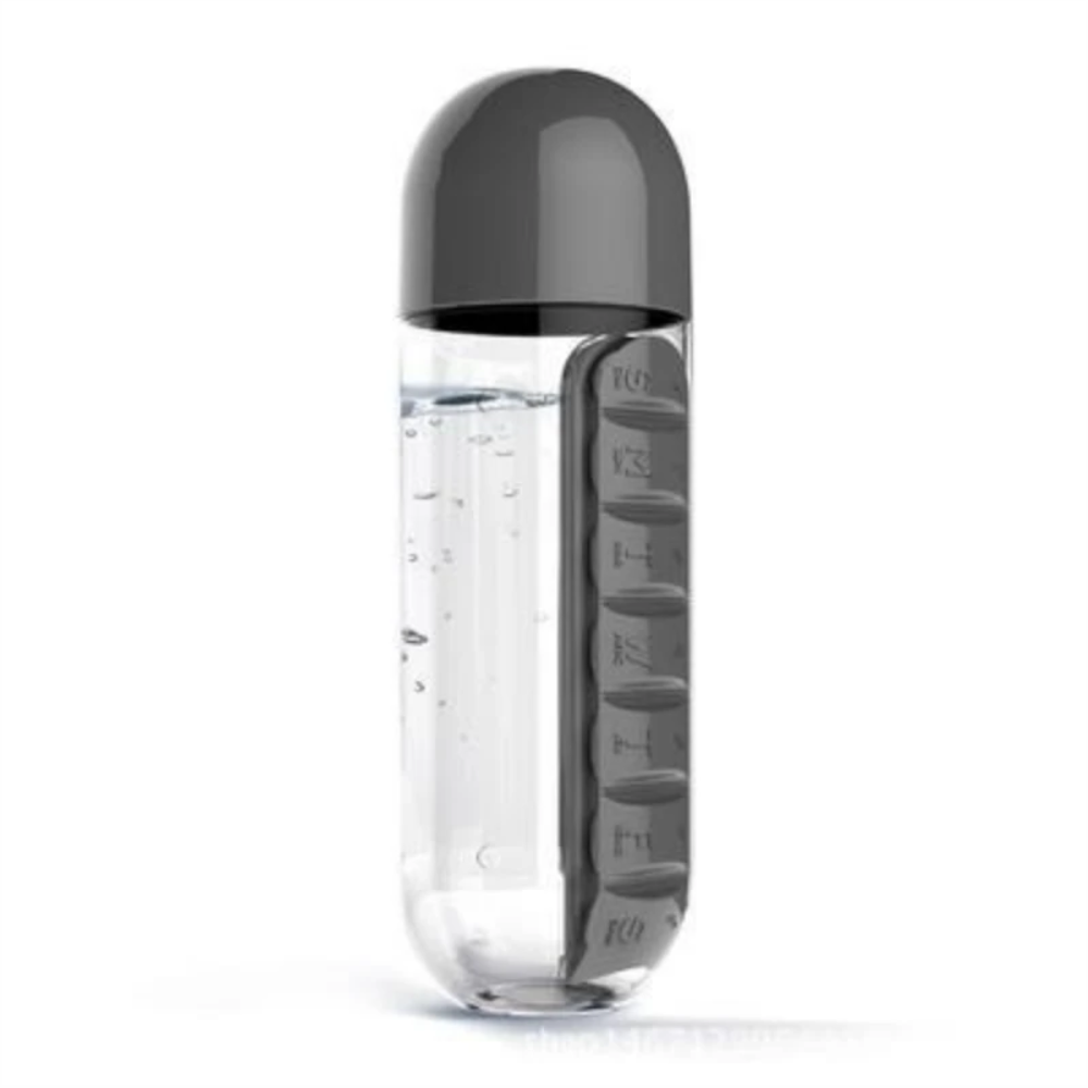 Water bottle pill box combo